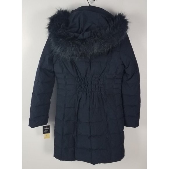 Michael Michael Kors Women's Sz. XS Fur Hooded Down Double Zip Navy Coat NWT - Picture 6 of 7